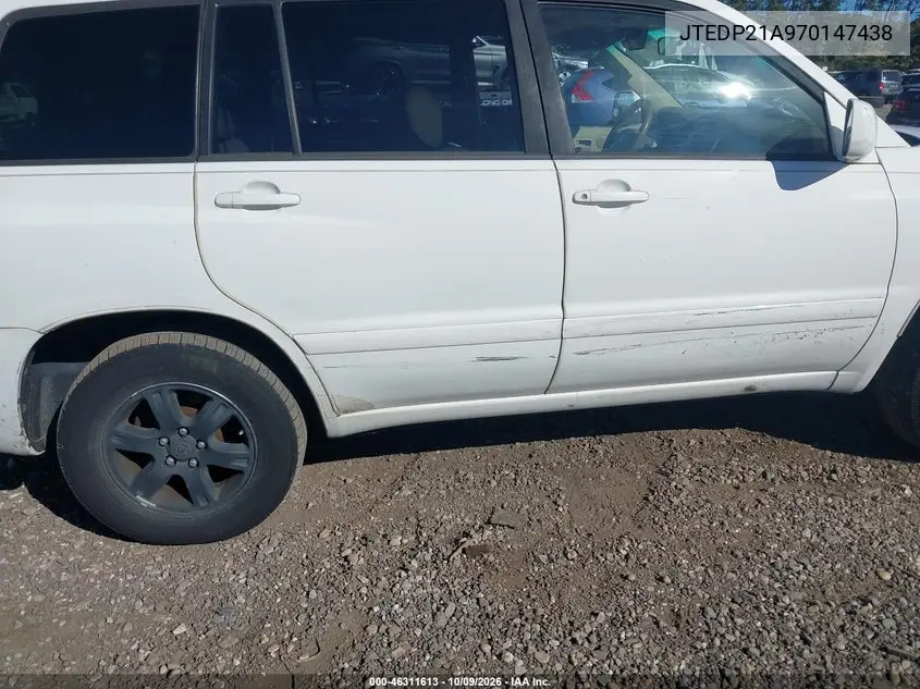 2007 TOYOTA HIGHLANDER VIN JTEDP21A970147438 — фото 6