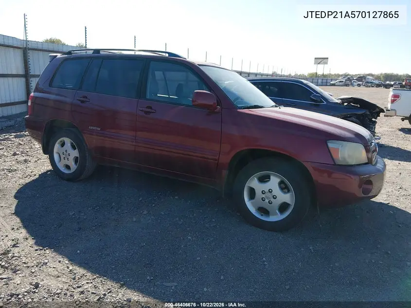 TOYOTA HIGHLANDER 2007, VIN JTEDP21A570127865