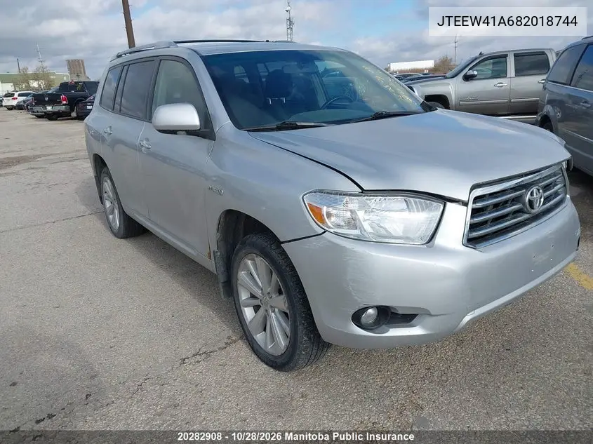 TOYOTA HIGHLANDER 2008, VIN JTEEW41A682018744