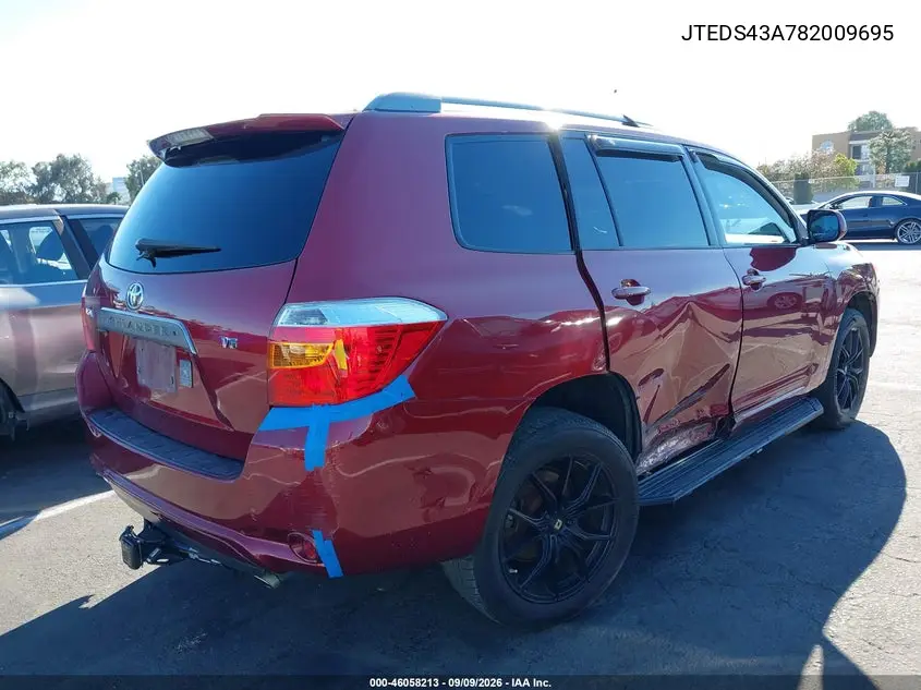 2008 TOYOTA HIGHLANDER VIN JTEDS43A782008695 — фото 4
