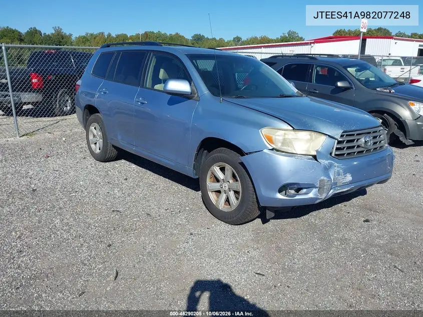 TOYOTA HIGHLANDER 2008, VIN JTEES41A982077248
