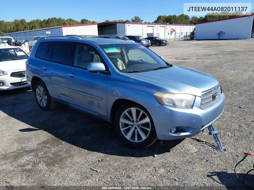 TOYOTA HIGHLANDER 2008, VIN JTEEW44A082011137