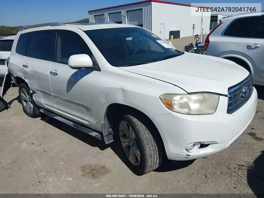 TOYOTA HIGHLANDER 2008, VIN JTEES42A782041766