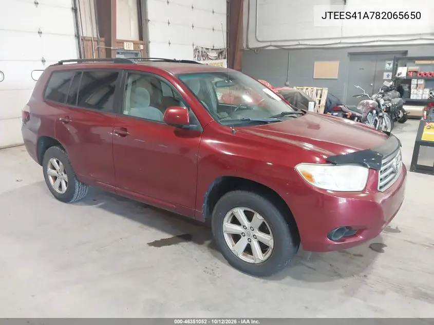 TOYOTA HIGHLANDER 2008, VIN JTEES41A782065650