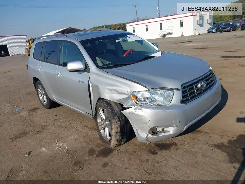 TOYOTA HIGHLANDER 2008, VIN JTEES43AX82011238