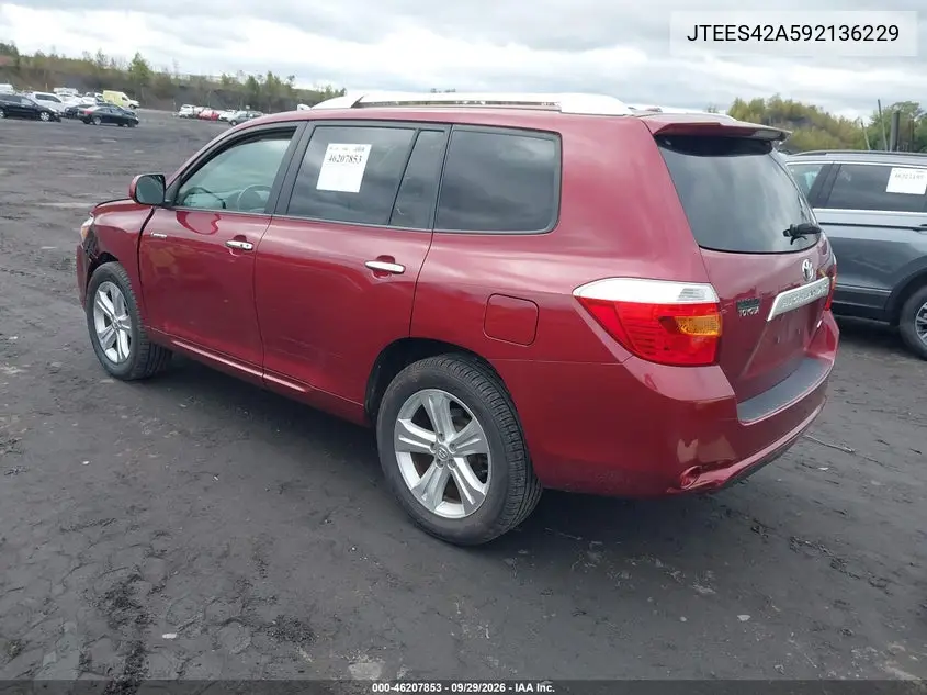 2009 TOYOTA HIGHLANDER VIN JTEES42A592136229 — фото 3