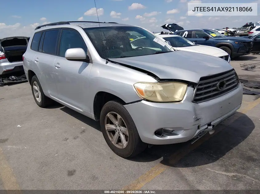 TOYOTA HIGHLANDER 2009, VIN JTEES41AX92118066