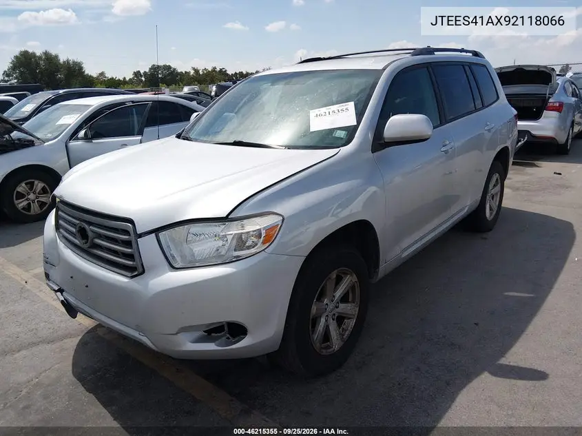 2009 TOYOTA HIGHLANDER VIN JTEES41AX92118066 — фото 2