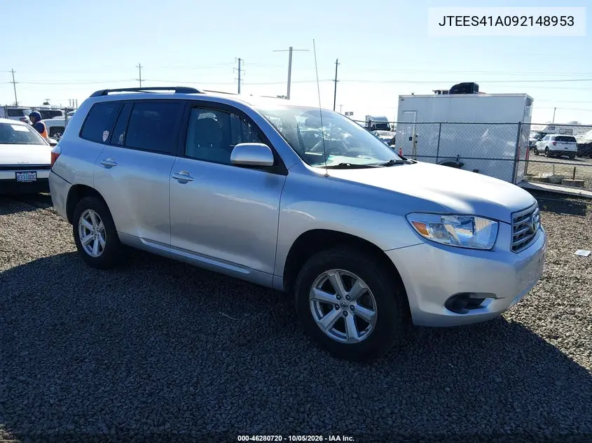 TOYOTA HIGHLANDER 2009, VIN JTEES41A092148953