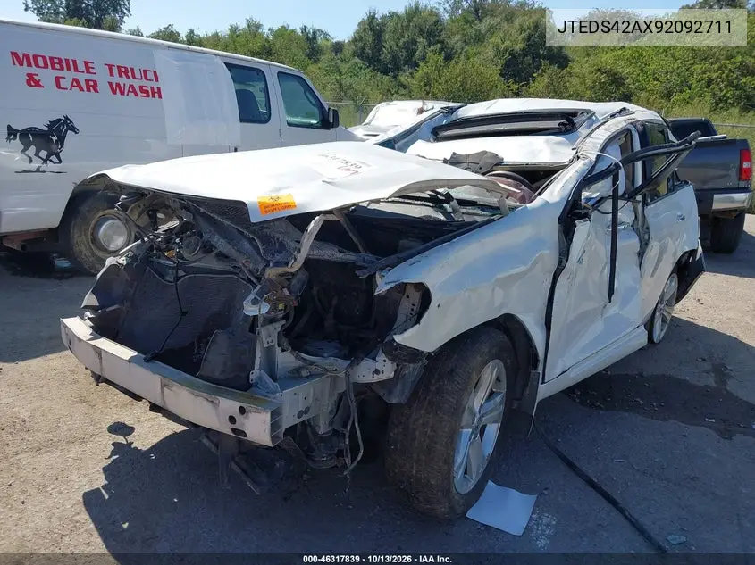 2009 TOYOTA HIGHLANDER VIN JTEDS42AX92092711 — фото 2
