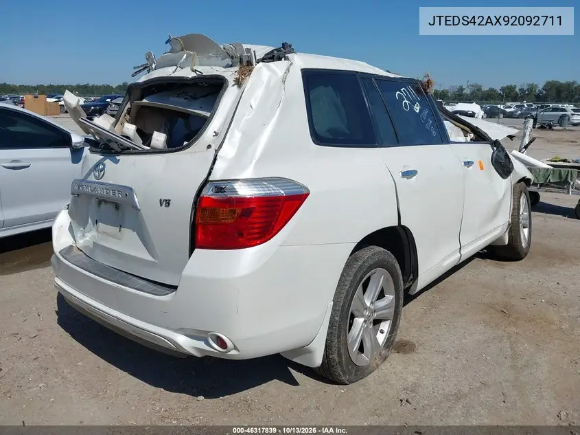 2009 TOYOTA HIGHLANDER VIN JTEDS42AX92092711 — фото 4