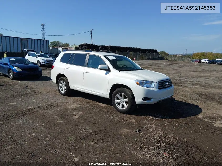 TOYOTA HIGHLANDER 2009, VIN JTEES41A592145353
