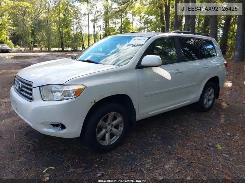 2009 TOYOTA HIGHLANDER VIN JTEES41AX92126426 — фото 2