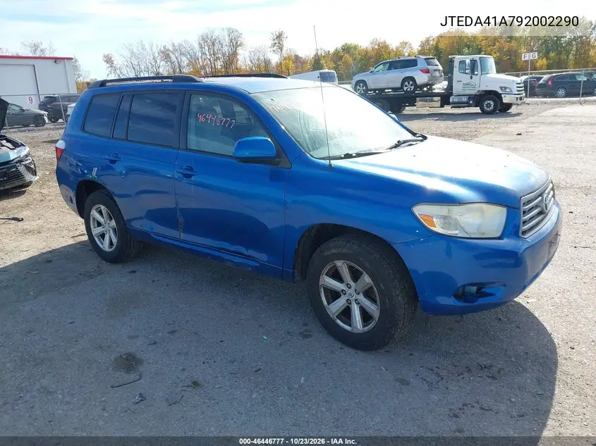 TOYOTA HIGHLANDER 2009, VIN JTEDA41A792002290