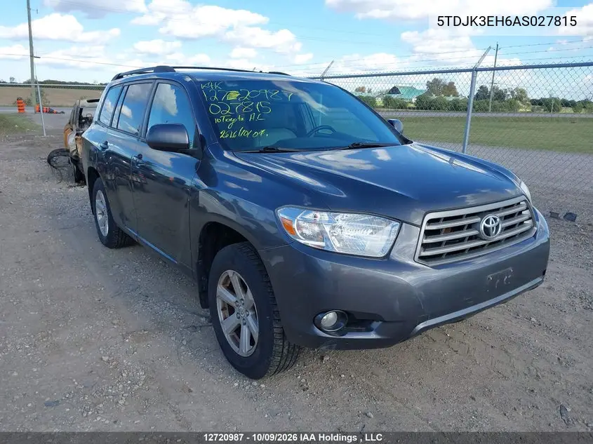 TOYOTA HIGHLANDER 2010, VIN 5TDJK3EH6AS027815