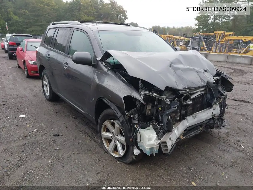 TOYOTA HIGHLANDER 2010, VIN 5TDBK3EH3AS009924