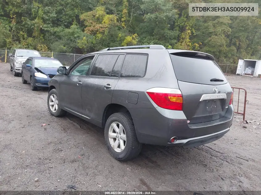2010 TOYOTA HIGHLANDER VIN 5TDBK3EH3AS009924 — фото 3