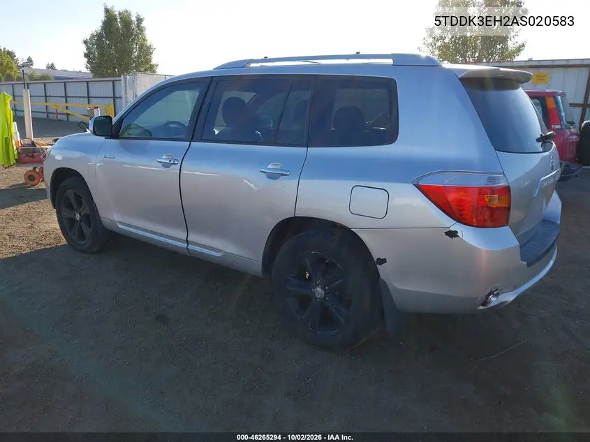 2010 TOYOTA HIGHLANDER VIN 5TDDK3EH2AS020583 — фото 3