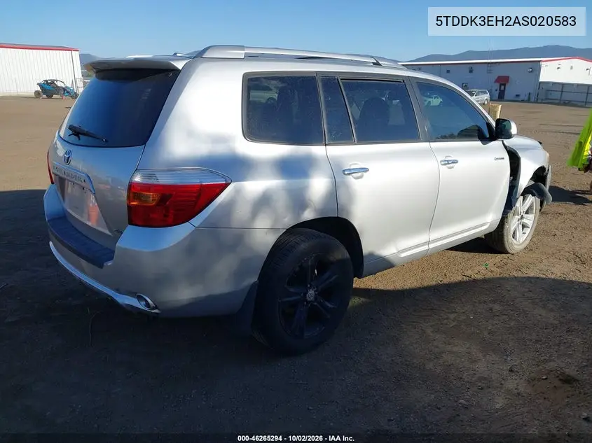 2010 TOYOTA HIGHLANDER VIN 5TDDK3EH2AS020583 — фото 4
