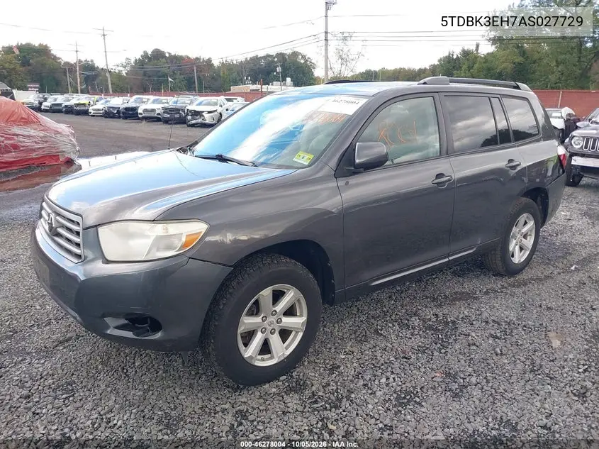 2010 TOYOTA HIGHLANDER VIN 5TDBK3EH7AS027729 — фото 2