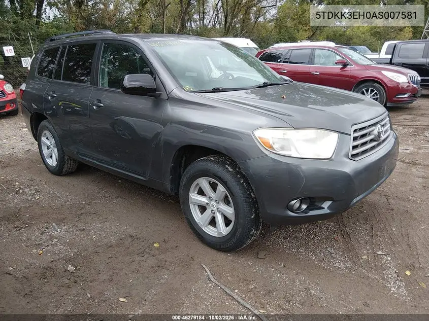 TOYOTA HIGHLANDER 2010, VIN 5TDKK3EH0AS007581