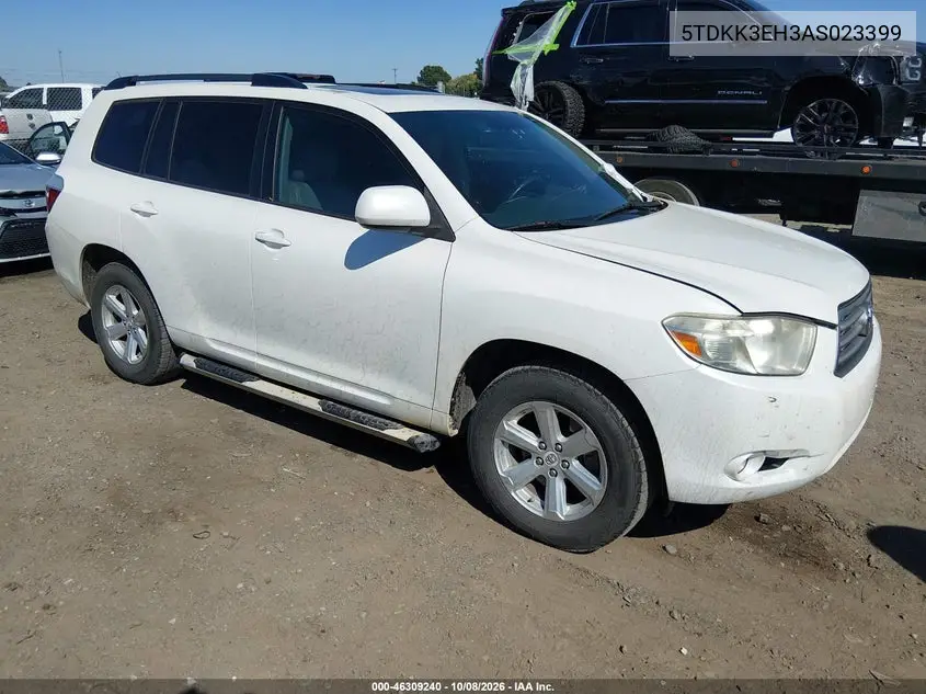TOYOTA HIGHLANDER 2010, VIN 5TDKK3EH3AS023399