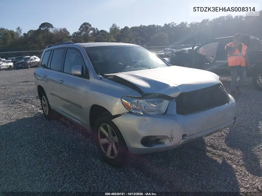 TOYOTA HIGHLANDER 2010, VIN 5TDZK3EH6AS008314