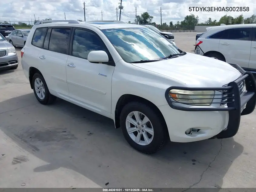 TOYOTA HIGHLANDER 2010, VIN 5TDYK3EH0AS002858