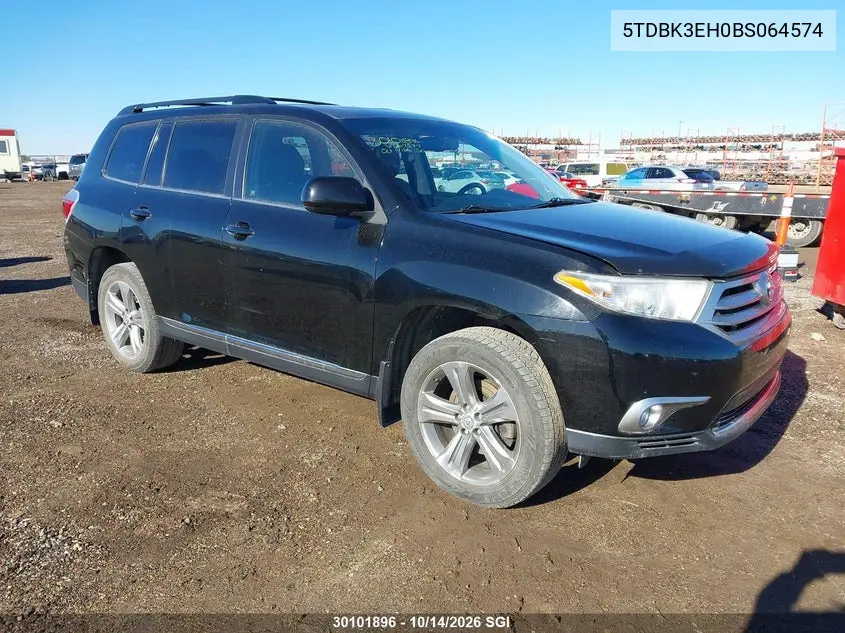 TOYOTA HIGHLANDER 2011, VIN 5TDBK3EH0BS064574