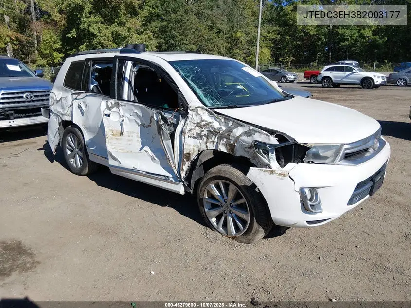 TOYOTA HIGHLANDER 2011, VIN JTEDC3EH3B2003177
