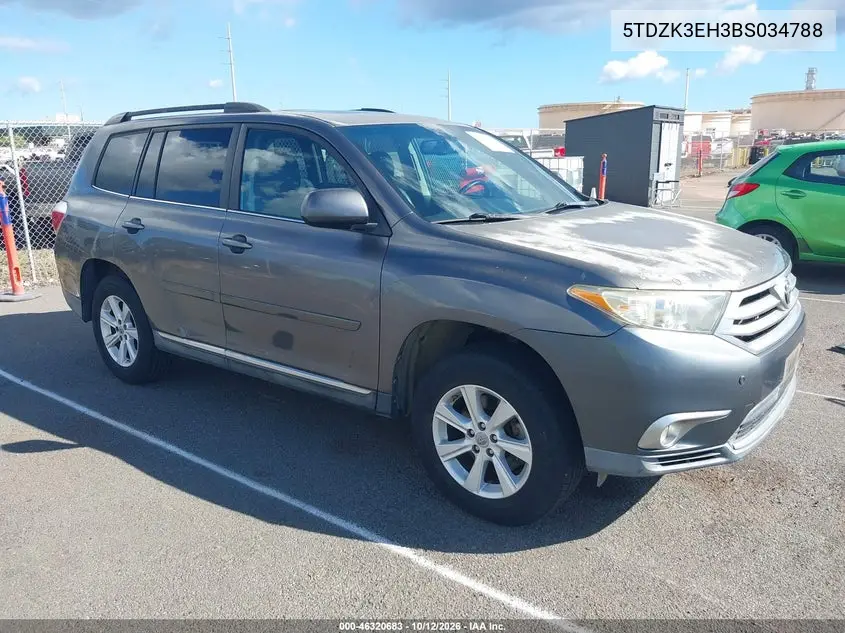 TOYOTA HIGHLANDER 2011, VIN 5TDZK3EH3BS034788