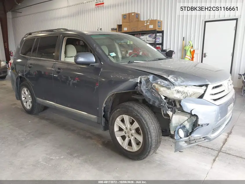 TOYOTA HIGHLANDER 2012, VIN 5TDBK3EH2CS116661