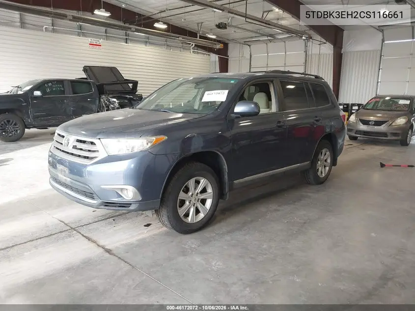 2012 TOYOTA HIGHLANDER VIN 5TDBK3EH2CS116661 — фото 2