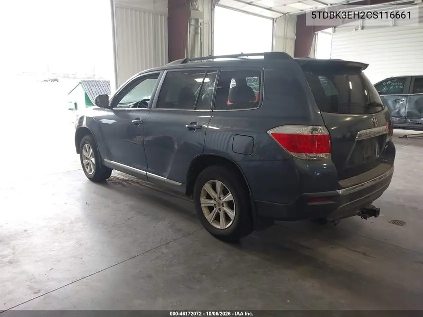 2012 TOYOTA HIGHLANDER VIN 5TDBK3EH2CS116661 — фото 3
