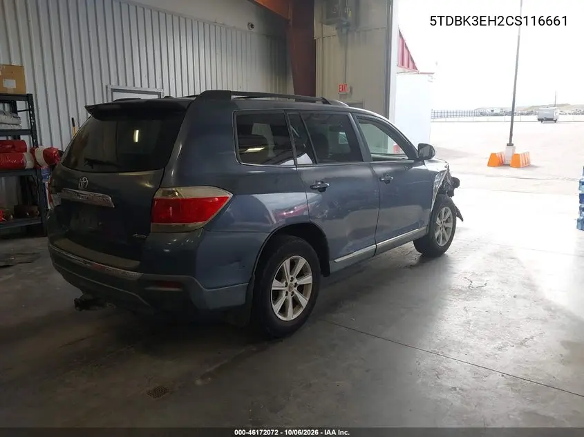 2012 TOYOTA HIGHLANDER VIN 5TDBK3EH2CS116661 — фото 4