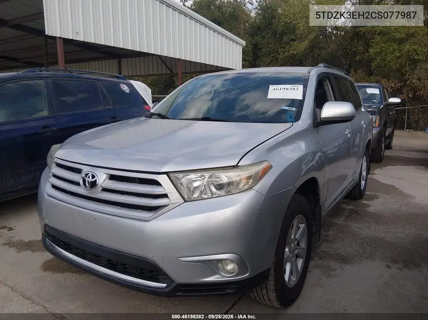 2012 TOYOTA HIGHLANDER VIN 5TDZK3EH2CS077987 — фото 2