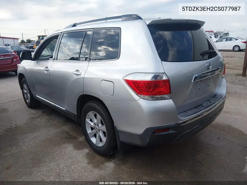 2012 TOYOTA HIGHLANDER VIN 5TDZK3EH2CS077987 — фото 3