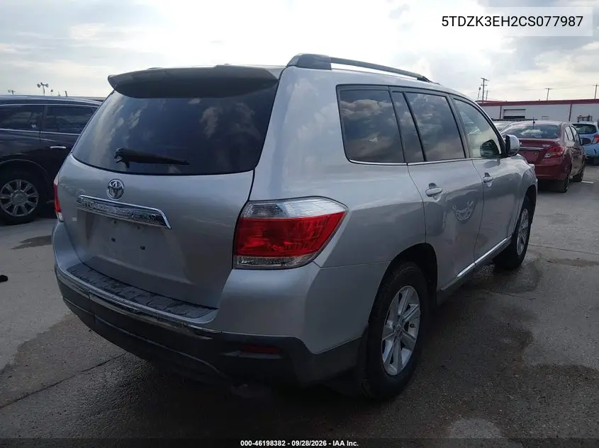 2012 TOYOTA HIGHLANDER VIN 5TDZK3EH2CS077987 — фото 4