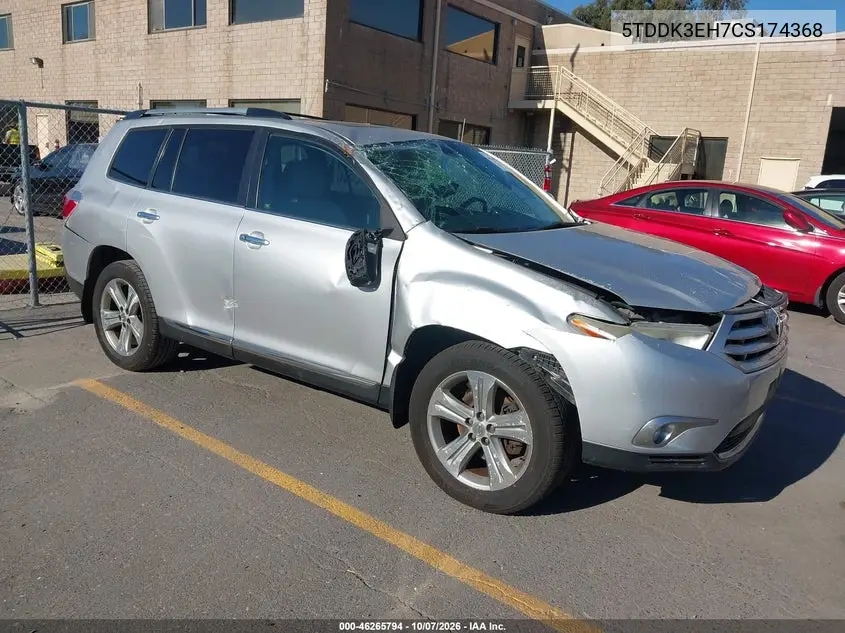 TOYOTA HIGHLANDER 2012, VIN 5TDDK3EH7CS174368