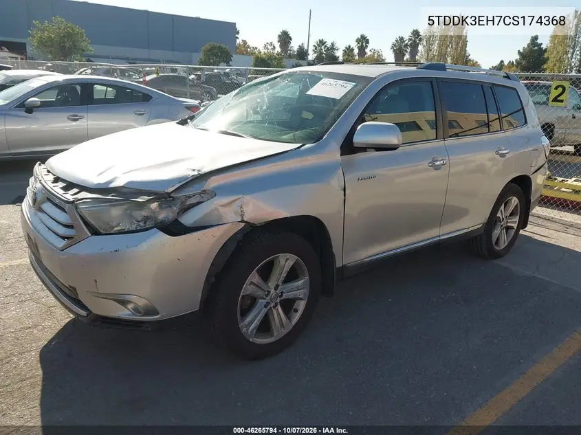 2012 TOYOTA HIGHLANDER VIN 5TDDK3EH7CS174368 — фото 2