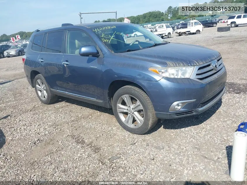 TOYOTA HIGHLANDER 2012, VIN 5TDDK3EH3CS163707