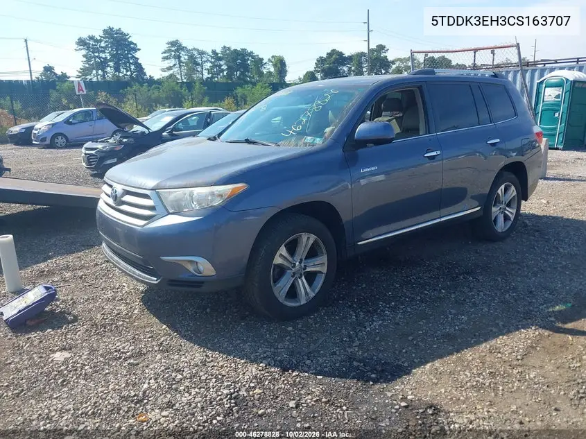 2012 TOYOTA HIGHLANDER VIN 5TDDK3EH3CS163707 — фото 2