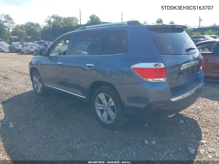 2012 TOYOTA HIGHLANDER VIN 5TDDK3EH3CS163707 — фото 3