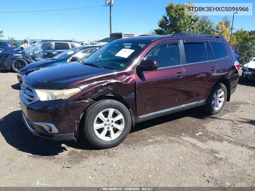 2012 TOYOTA HIGHLANDER VIN 5TDBK3EHXCS096966 — фото 2