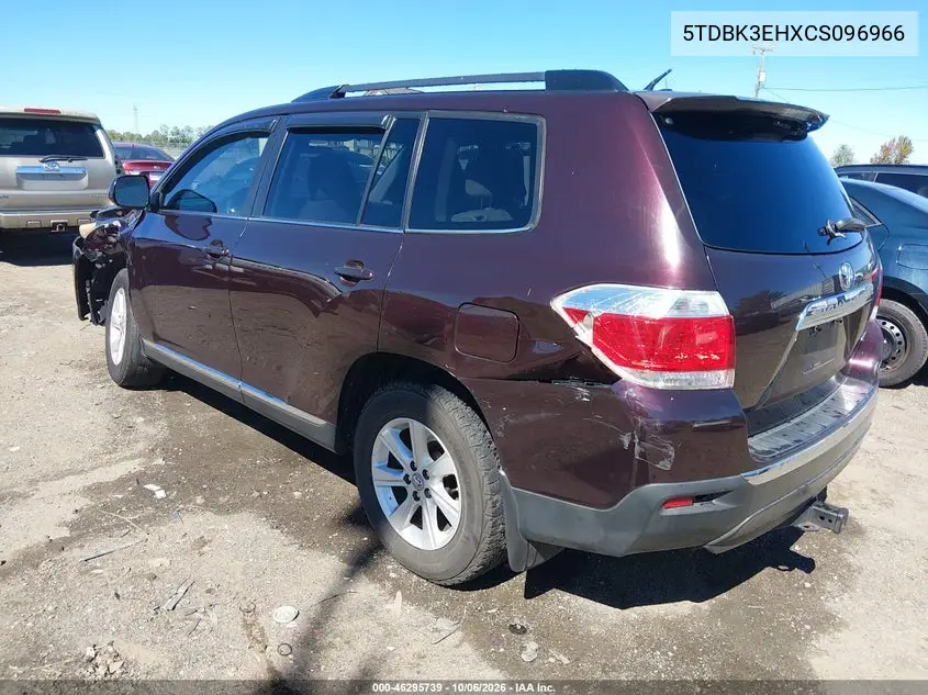 2012 TOYOTA HIGHLANDER VIN 5TDBK3EHXCS096966 — фото 3