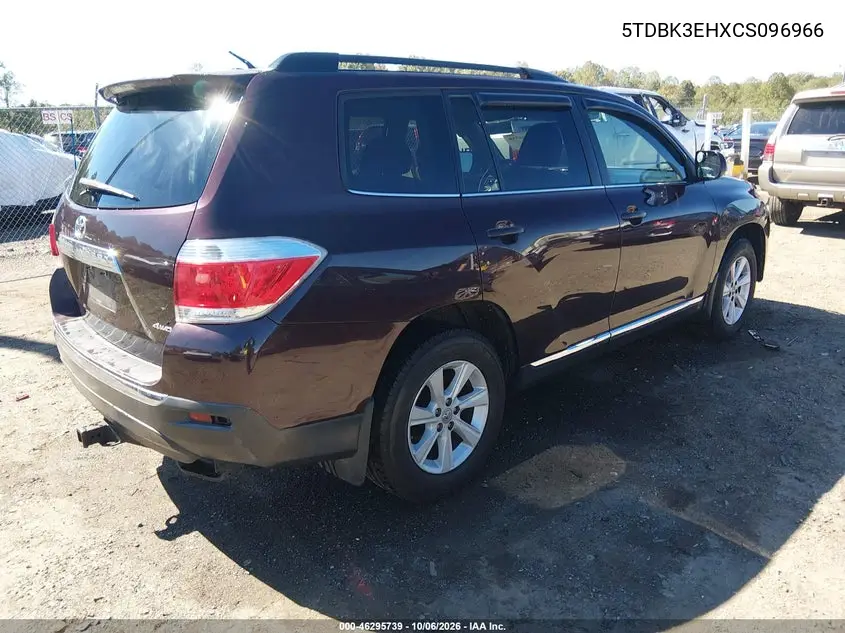 2012 TOYOTA HIGHLANDER VIN 5TDBK3EHXCS096966 — фото 4