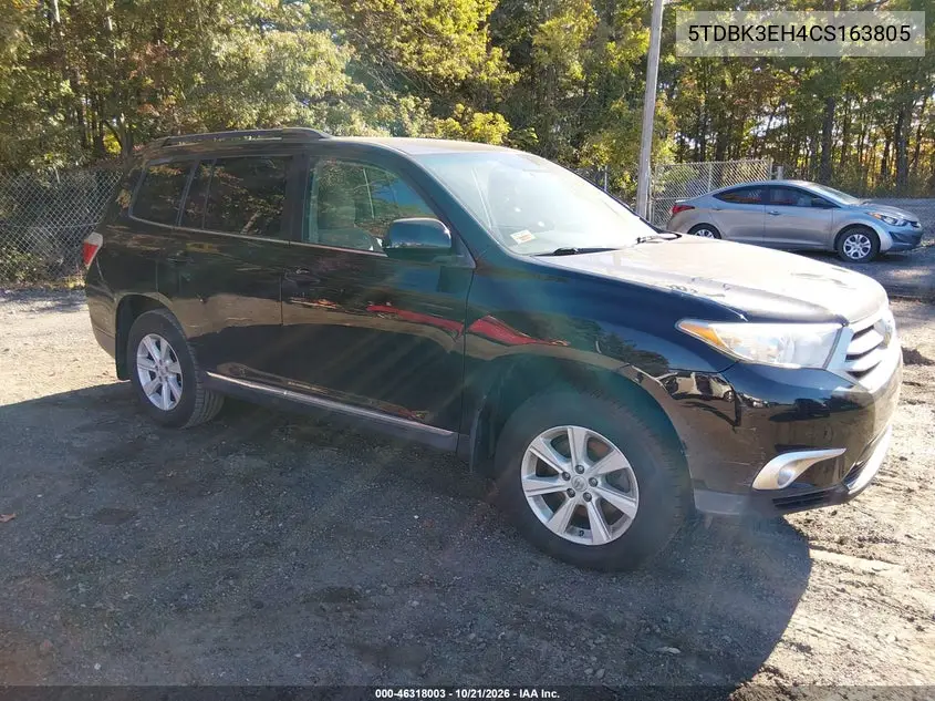 TOYOTA HIGHLANDER 2012, VIN 5TDBK3EH4CS163805