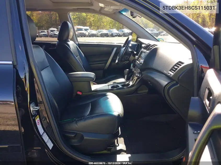 2012 TOYOTA HIGHLANDER VIN 5TDBK3EH8CS115031 — фото 5