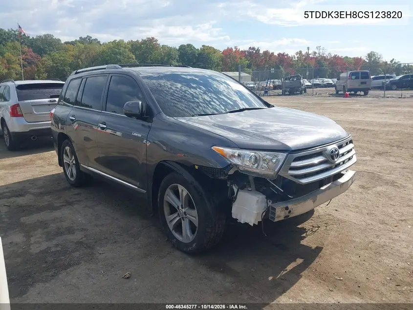 TOYOTA HIGHLANDER 2012, VIN 5TDDK3EH8CS123820