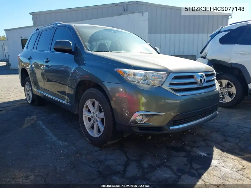 TOYOTA HIGHLANDER 2012, VIN 5TDZK3EH4CS077148